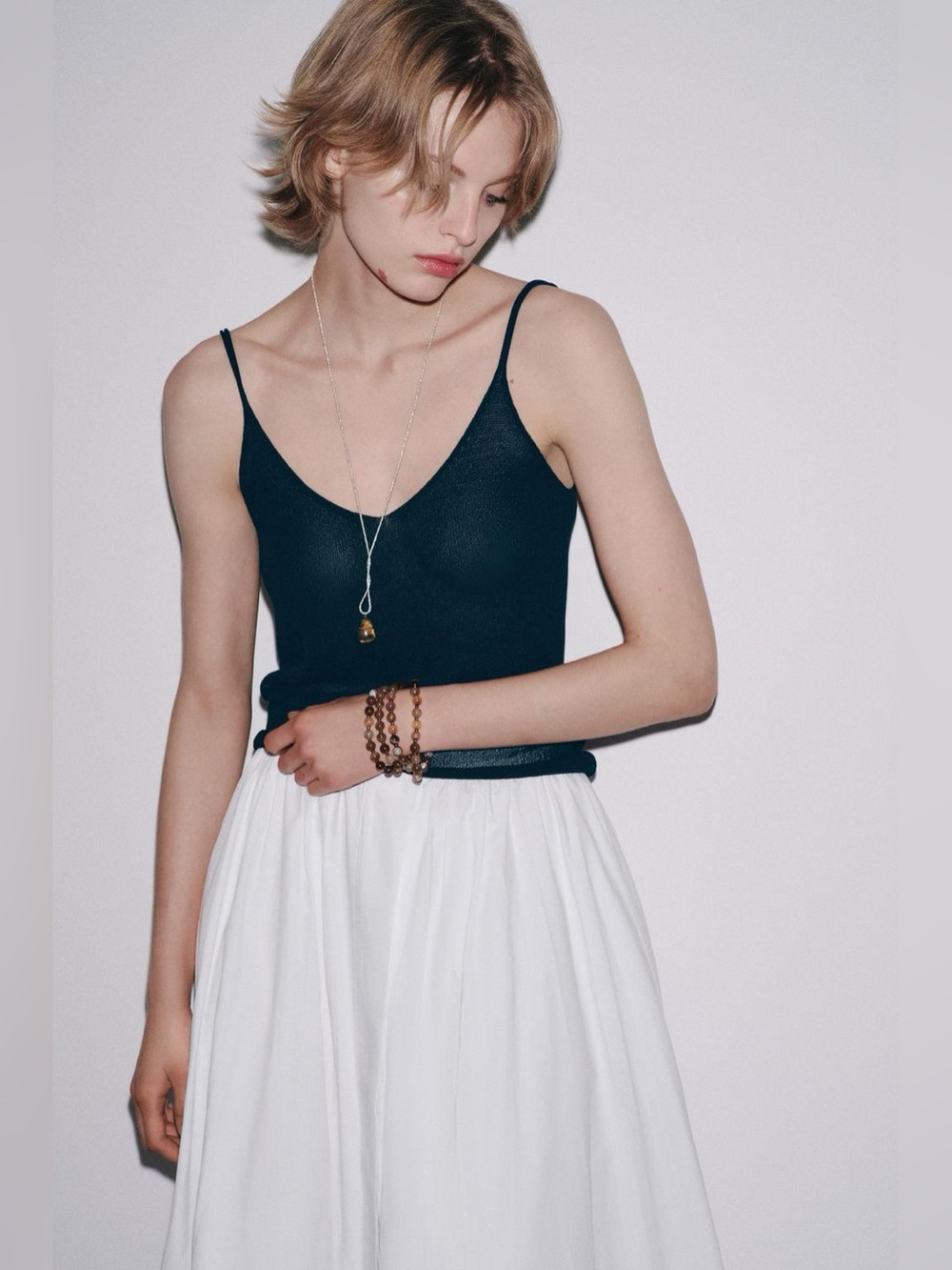 Zara White Cotton Poplin Full A-line Midi Skirt. Button Front. S NWT - Picture 2 of 13